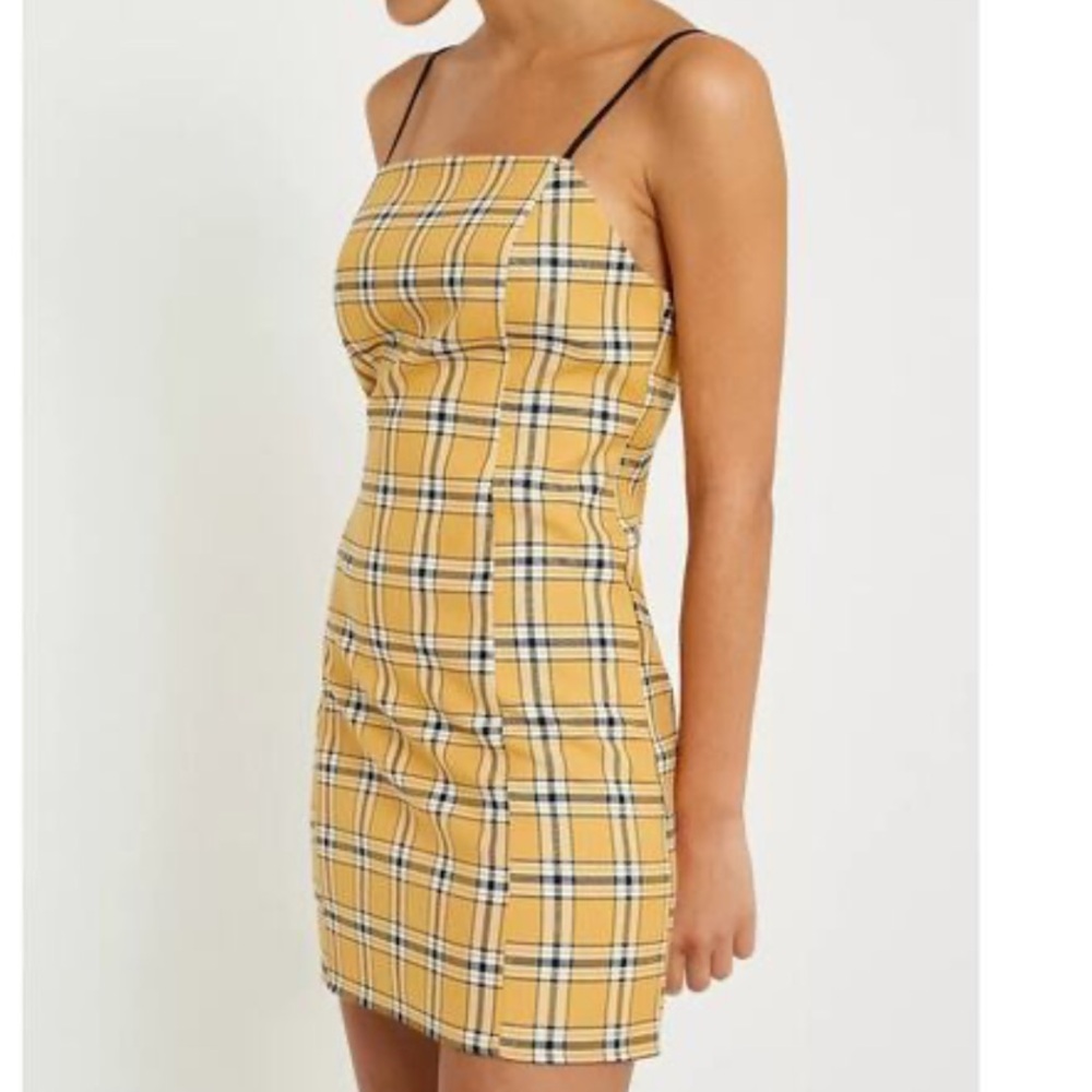 Urban Outfitters yellow plaid clueless inspired spaghetti strap dress size med
